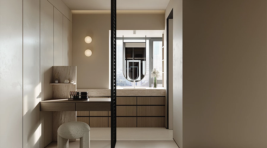Modern Bathroom Vanity with Integrated Sink and Floating Dresser