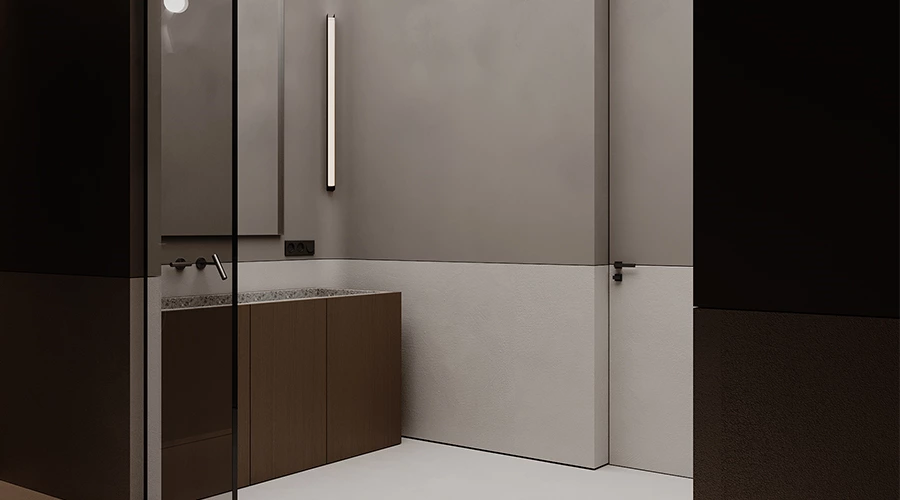 Modern Floor Bathroom Vanity with Full Length Quartz Sink