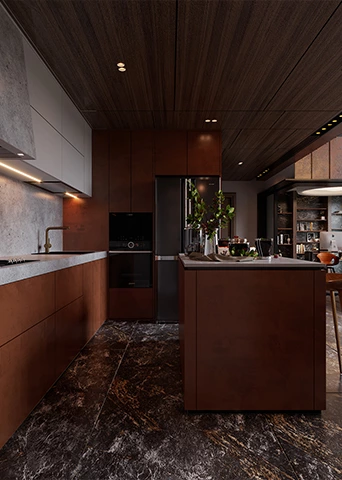 L-Shaped Kitchen with Modular Layout and Multi-Functional Island