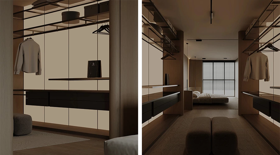 Modern Whole House Custom Cabinets with Wood Veneer and Marble