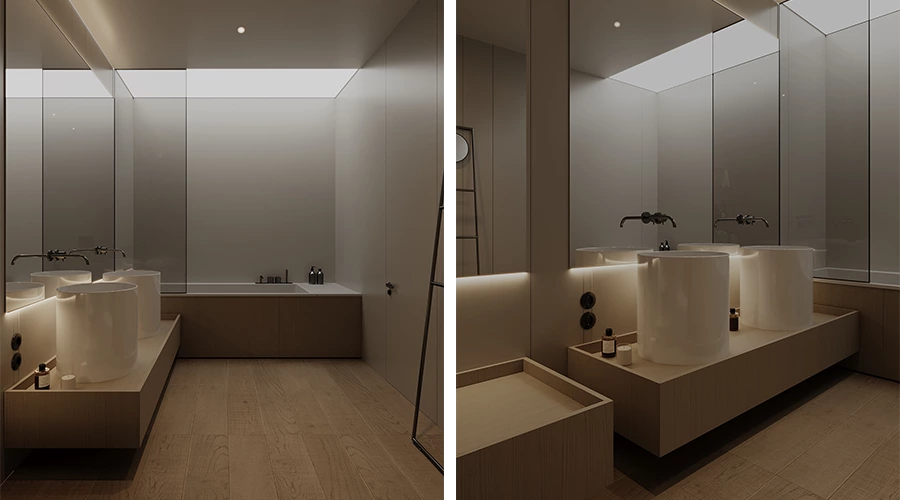 Modern Whole House Custom Cabinets with Wood Veneer and Marble