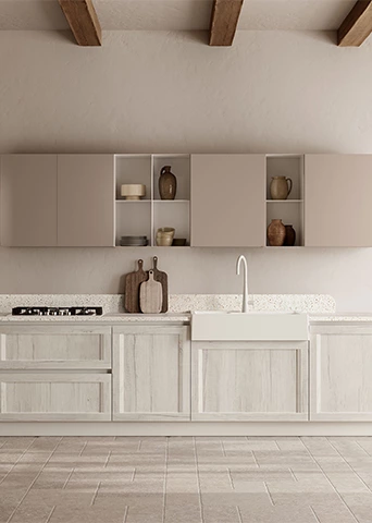 Modern Rustic Kitchen Design with Washed Oak and Quartz