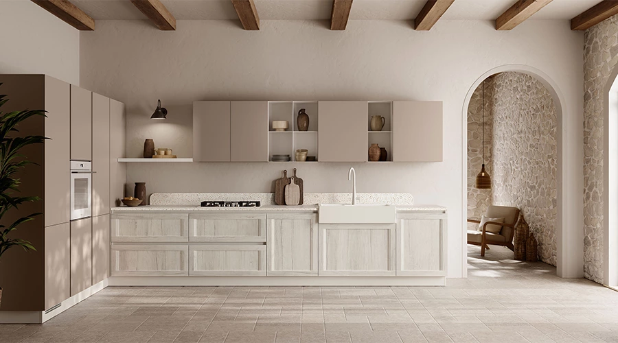 Modern Rustic Kitchen Design with Washed Oak and Quartz