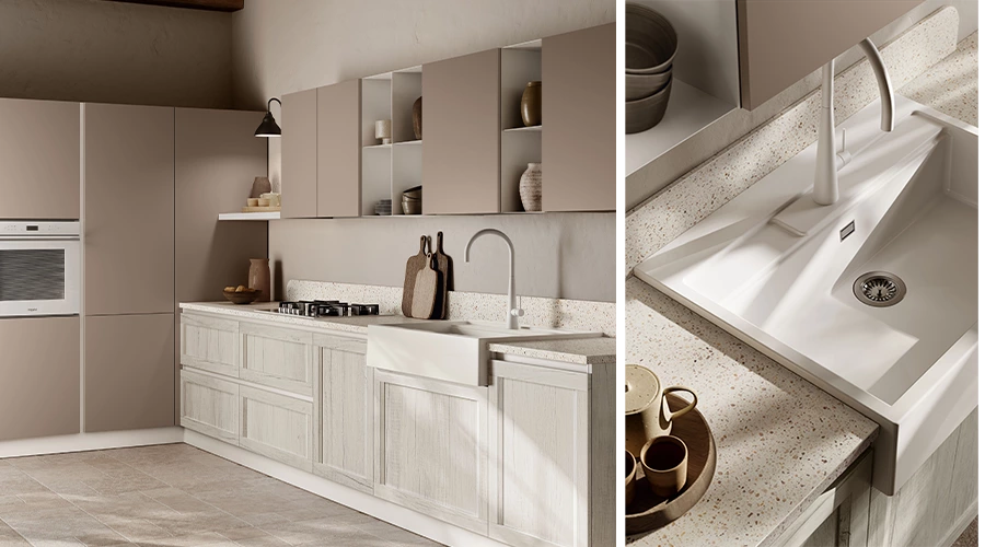 Modern Rustic Kitchen Design with Washed Oak and Quartz