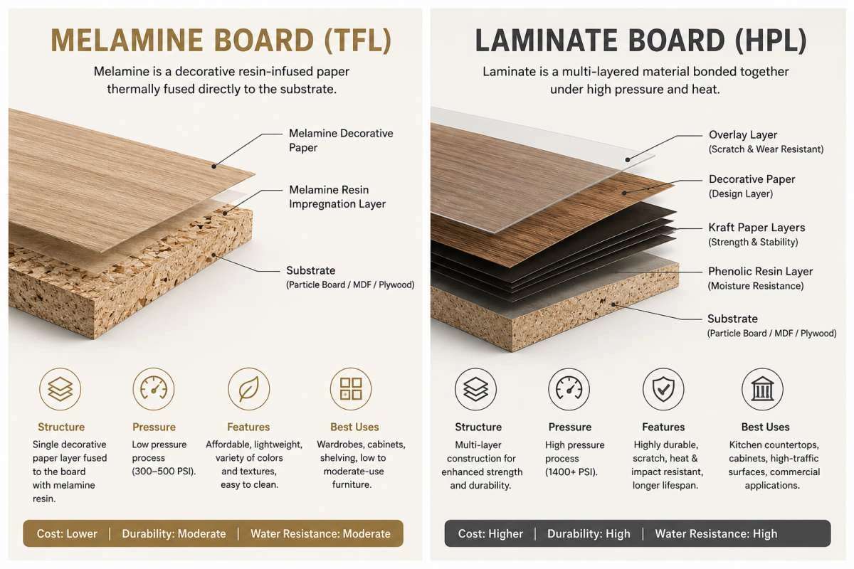 Melamine vs Laminate Cabinets: Complete Guide (2026)