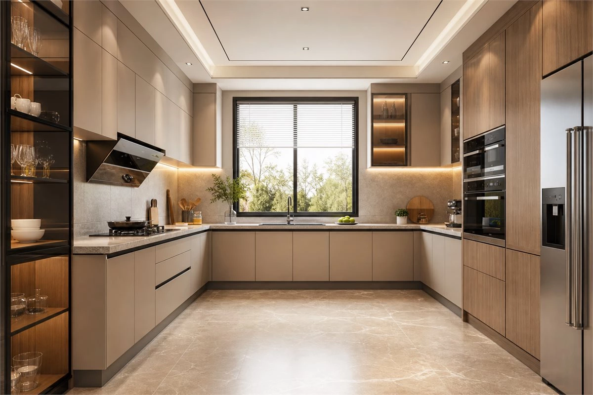 U shaped kitchen cabinet layout