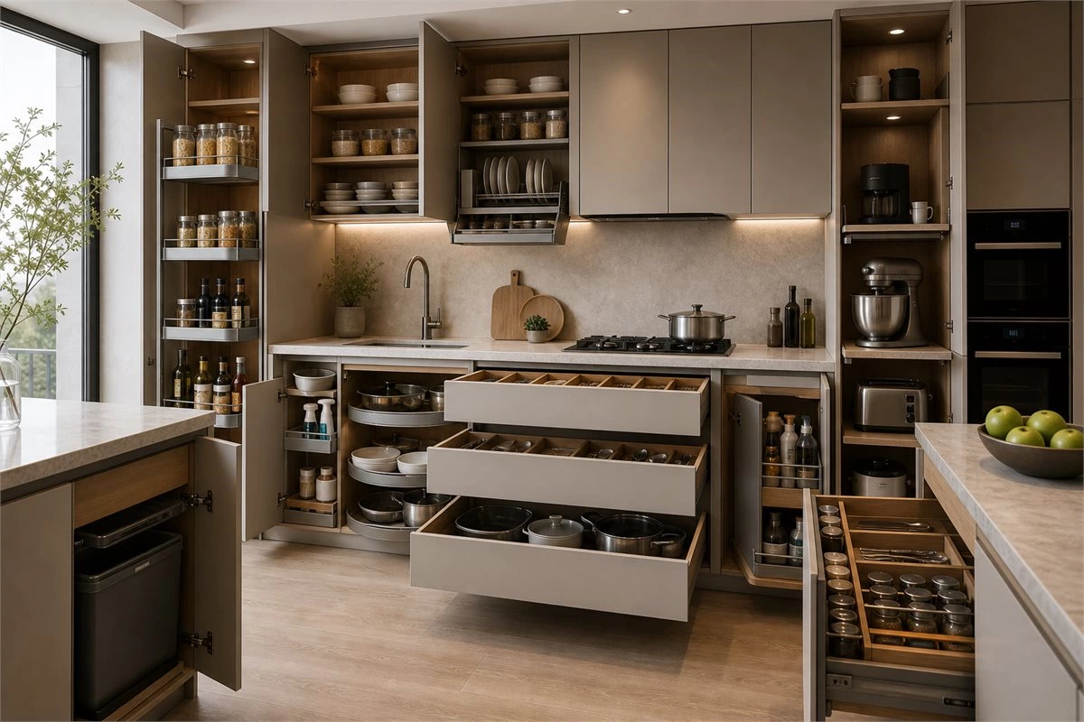 Custom cabinet storage efficiency