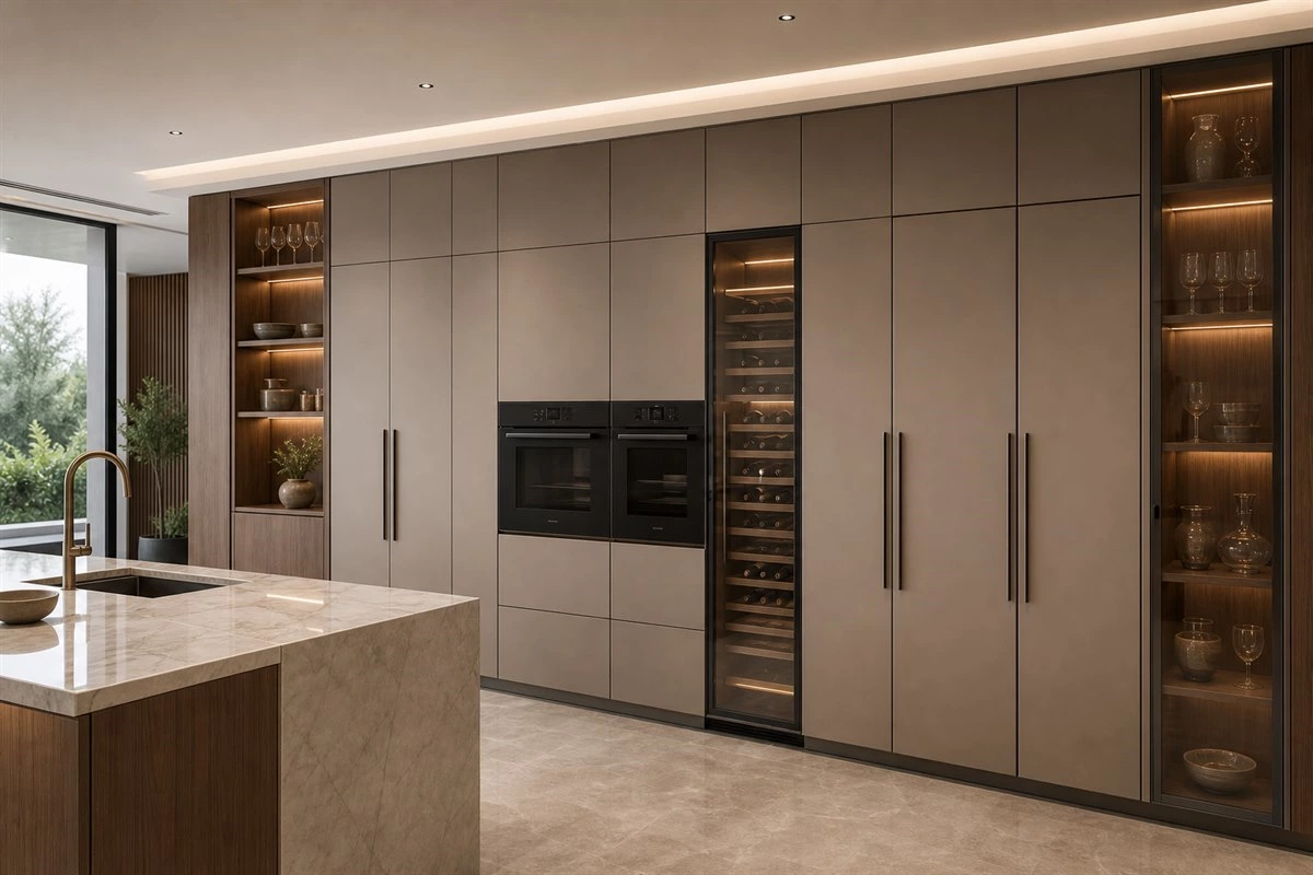 Floor-to-ceiling custom kitchen cabinet storage idea