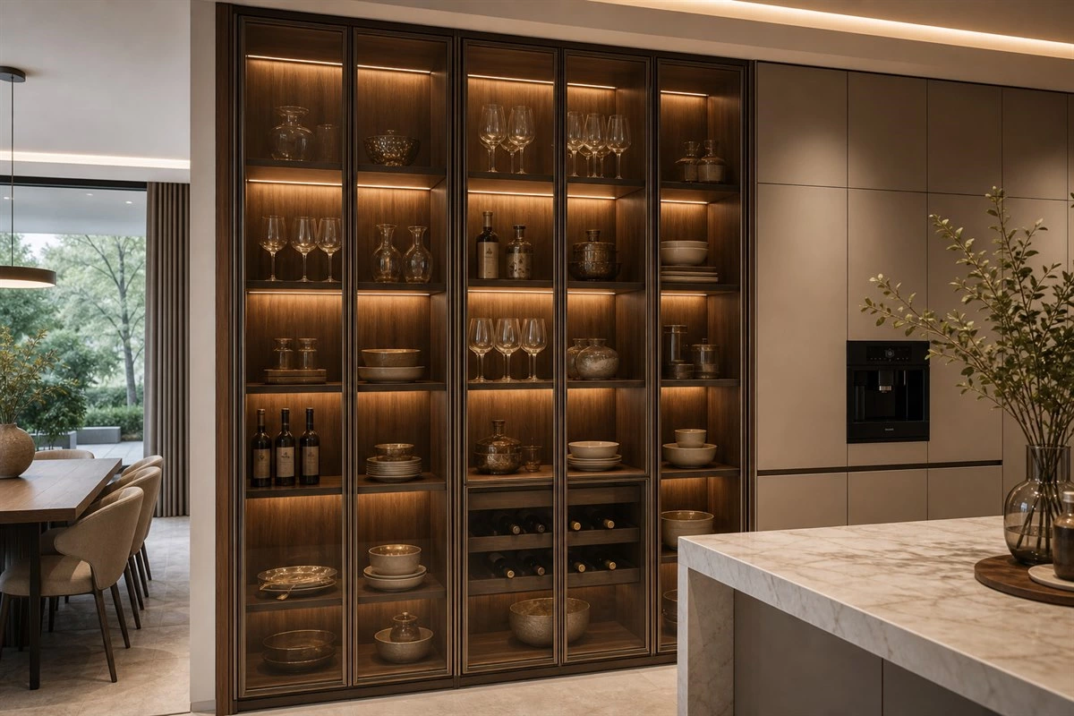 Glass display custom kitchen cabinet idea