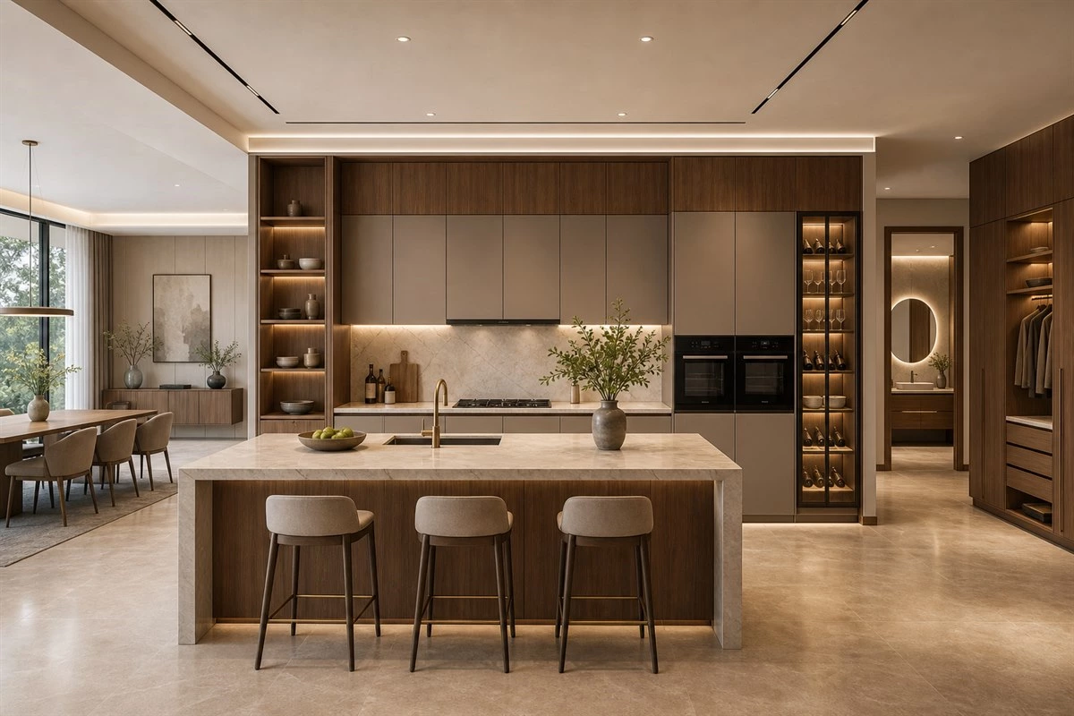 Whole-house matching custom kitchen cabinet design
