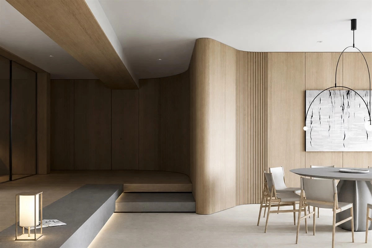 Accent wall bedroom with full-height custom wall paneling