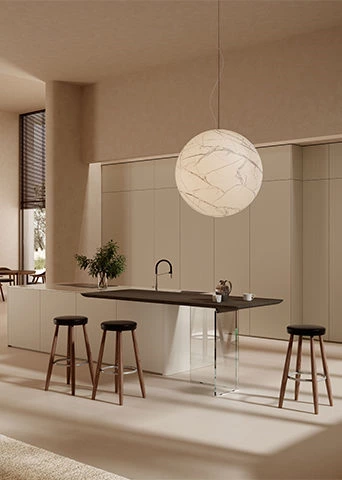 Cream Open Kitchen | Soft Curves and Natural Light