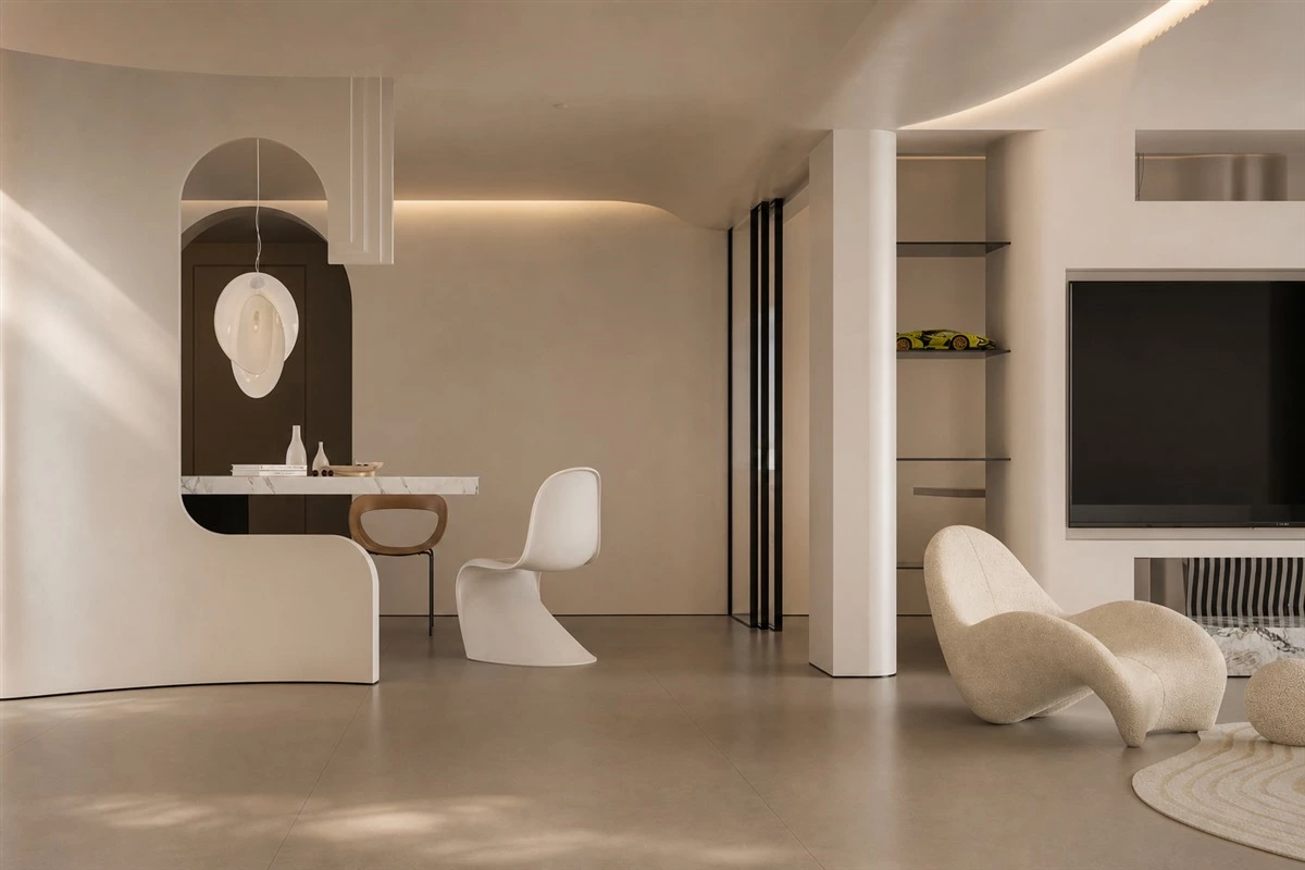 Curved craftsmanship in a high-end custom interior