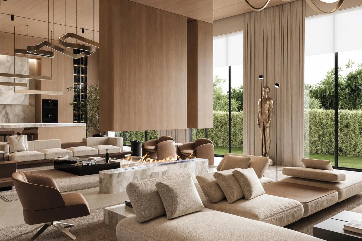 Custom cabinetry featuring layered cabinet design techniques
