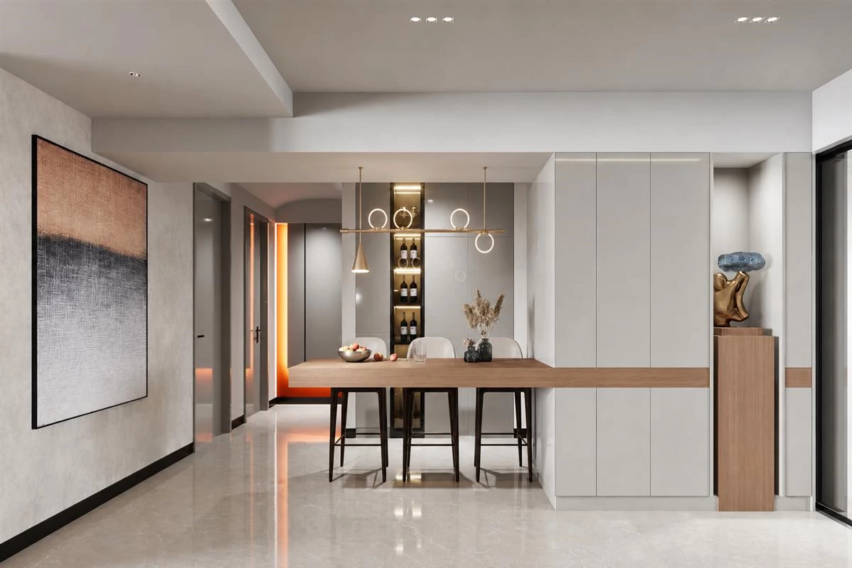 Multifunctional entryway cabinet with integrated dining area