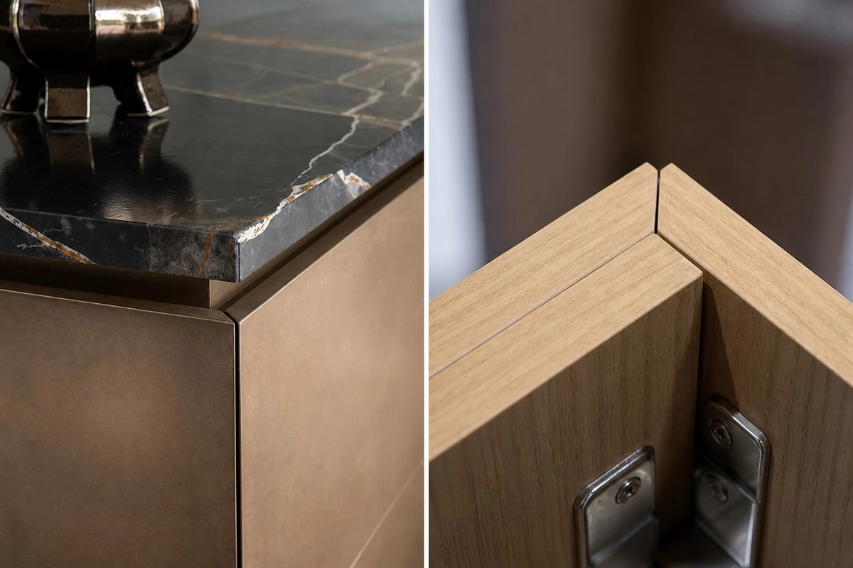 Haitang corner craftsmanship on a custom cabinet panel
