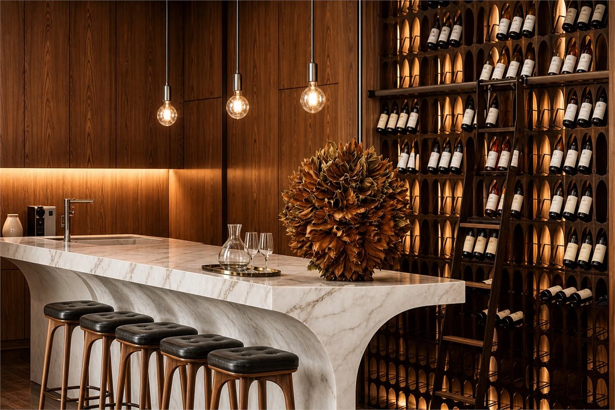 Home Wine Cabinet Ideas for Stylish Storage Home wine cabinet ideas with illuminated bottle and glassware storage