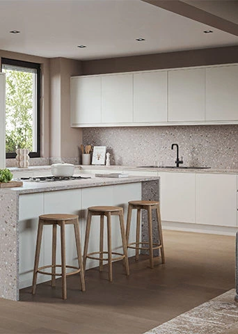 Italian Minimalist Kitchen | White Custom Cabinet Solution