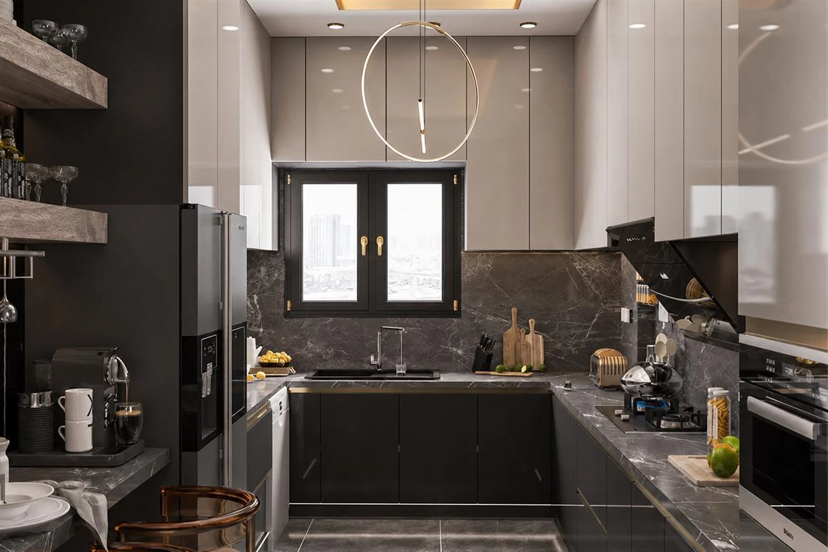 Custom kitchen cabinet planning with integrated storage and modern finishes