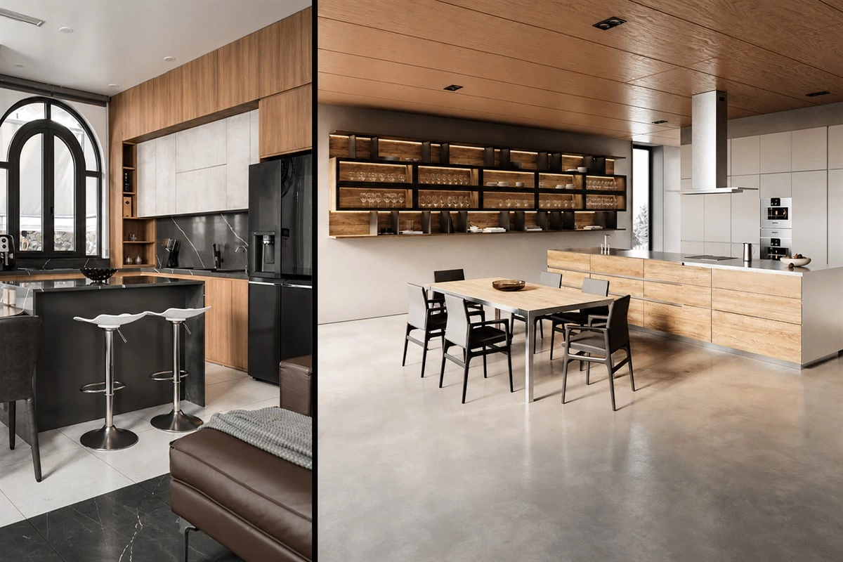 Kitchen island cabinet ideas with prep space and pull-out storage