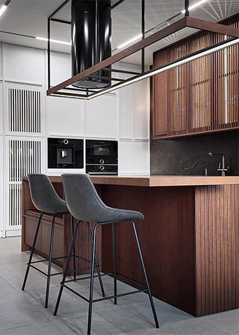 Walnut White Kitchen | Clean Lines and Warm Materials