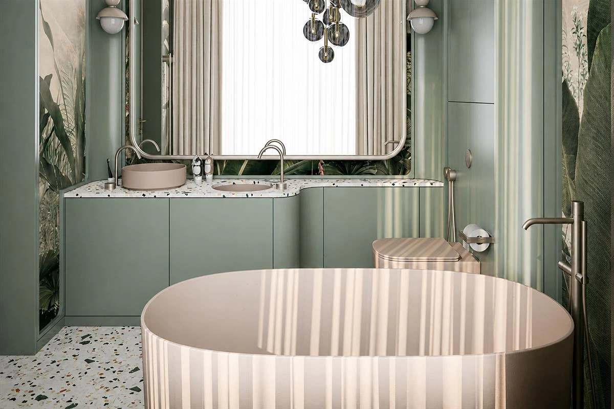 Bathroom vanity storage drawers and tall side cabinet