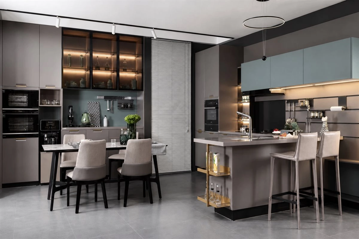 Flush wall custom dining sideboard Flush wall dining sideboard design for a clean modern dining room