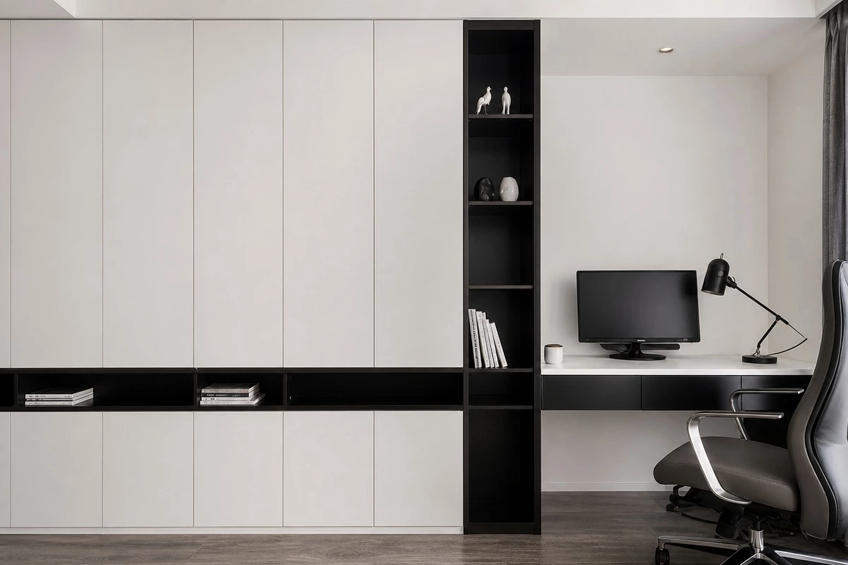 Interlocking inset cabinet design with layered storage volumes