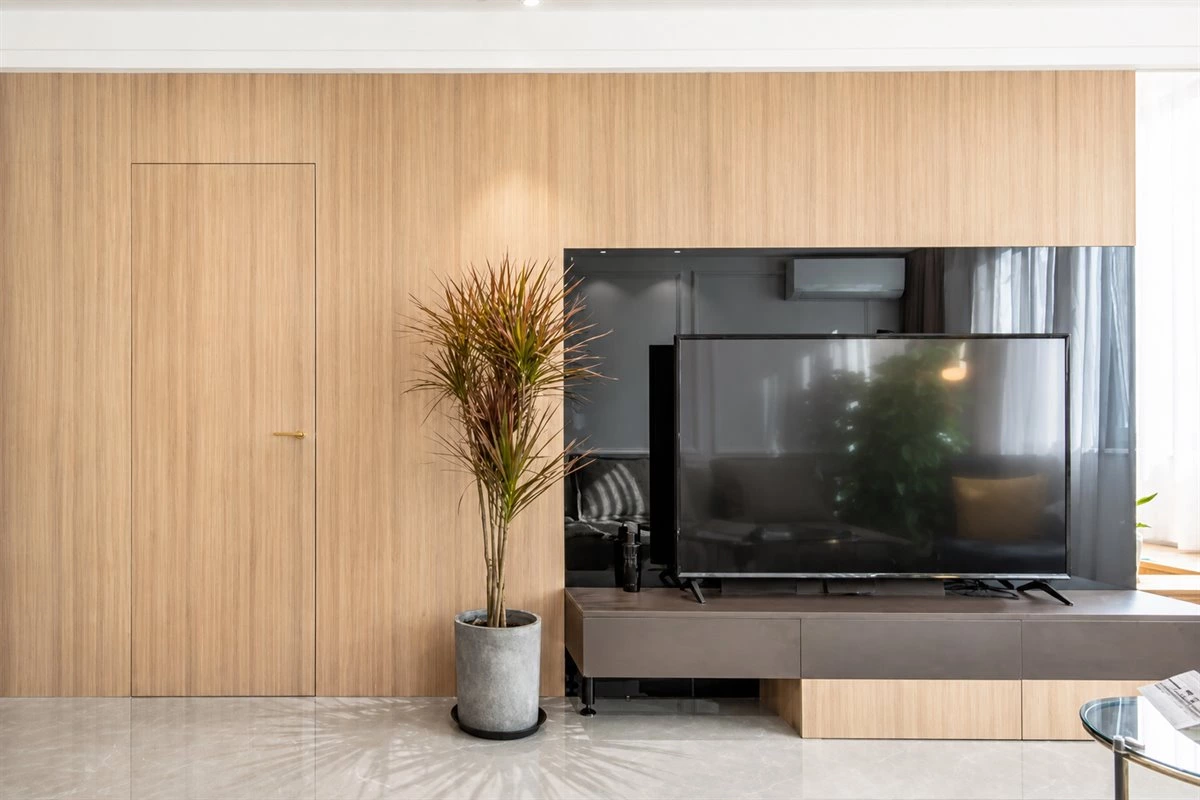 Invisible Door Wall Panel Design Invisible door integrated with wall panels in a modern interior