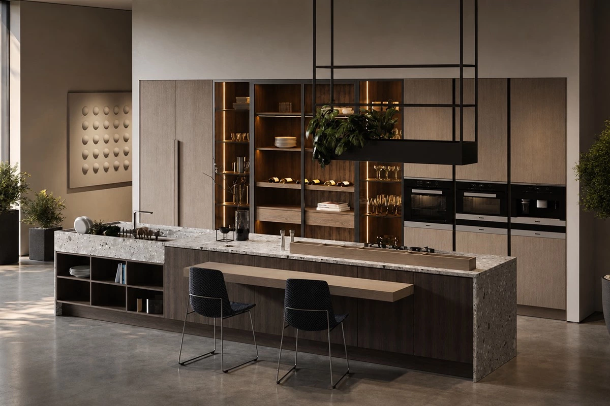 Multifunctional kitchen island with storage, counter space and seating