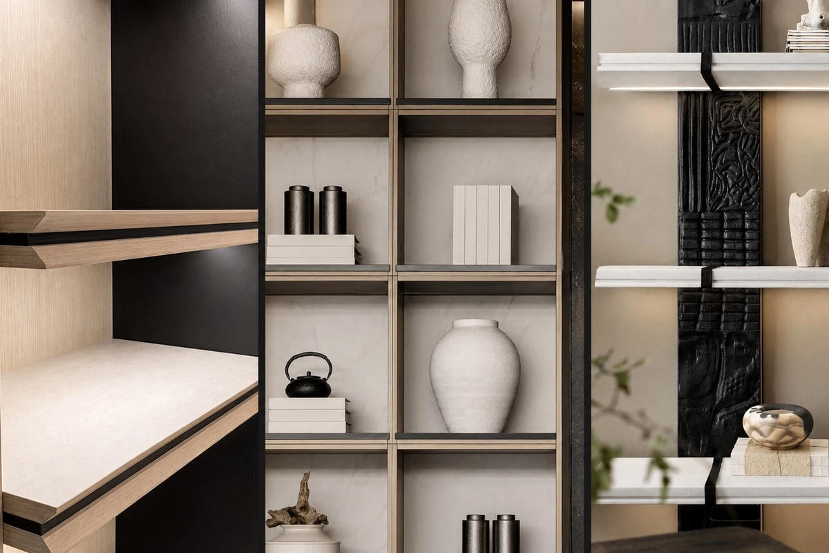 Layered sandwich structure used in a custom cabinet panel