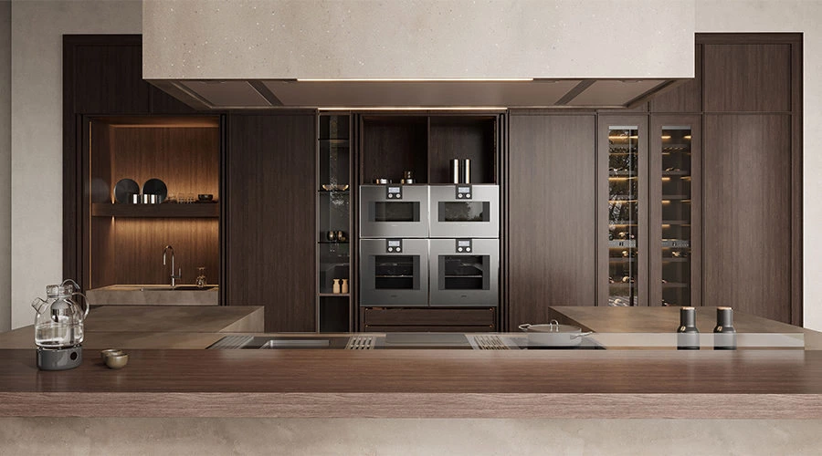 Large integrated island in a villa-grade open kitchen