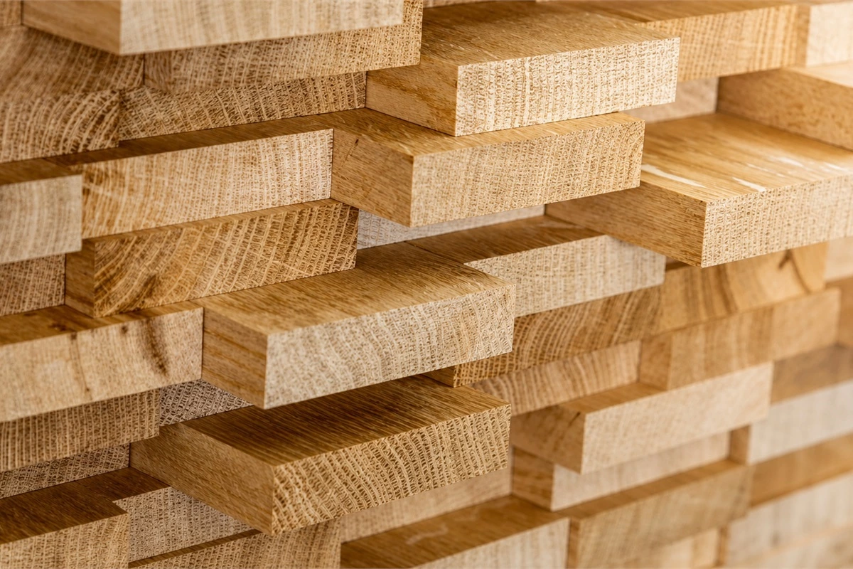 Natural wood grain shown on furniture and cabinet material surfaces
