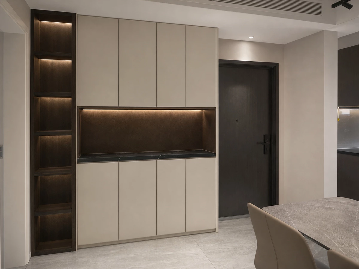 Textured sideboard and shoe cabinet for the Shenzhen apartment entry area