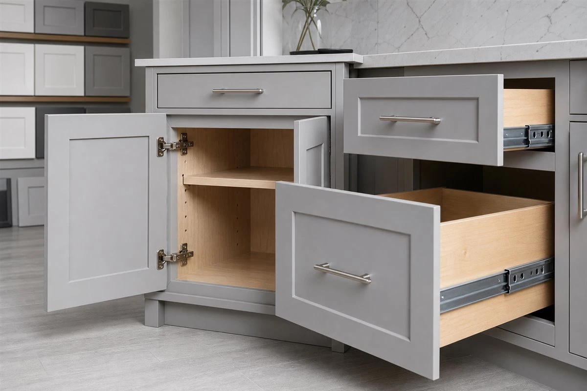 Kitchen cabinet boxes doors drawers and hardware covered by a cabinet warranty