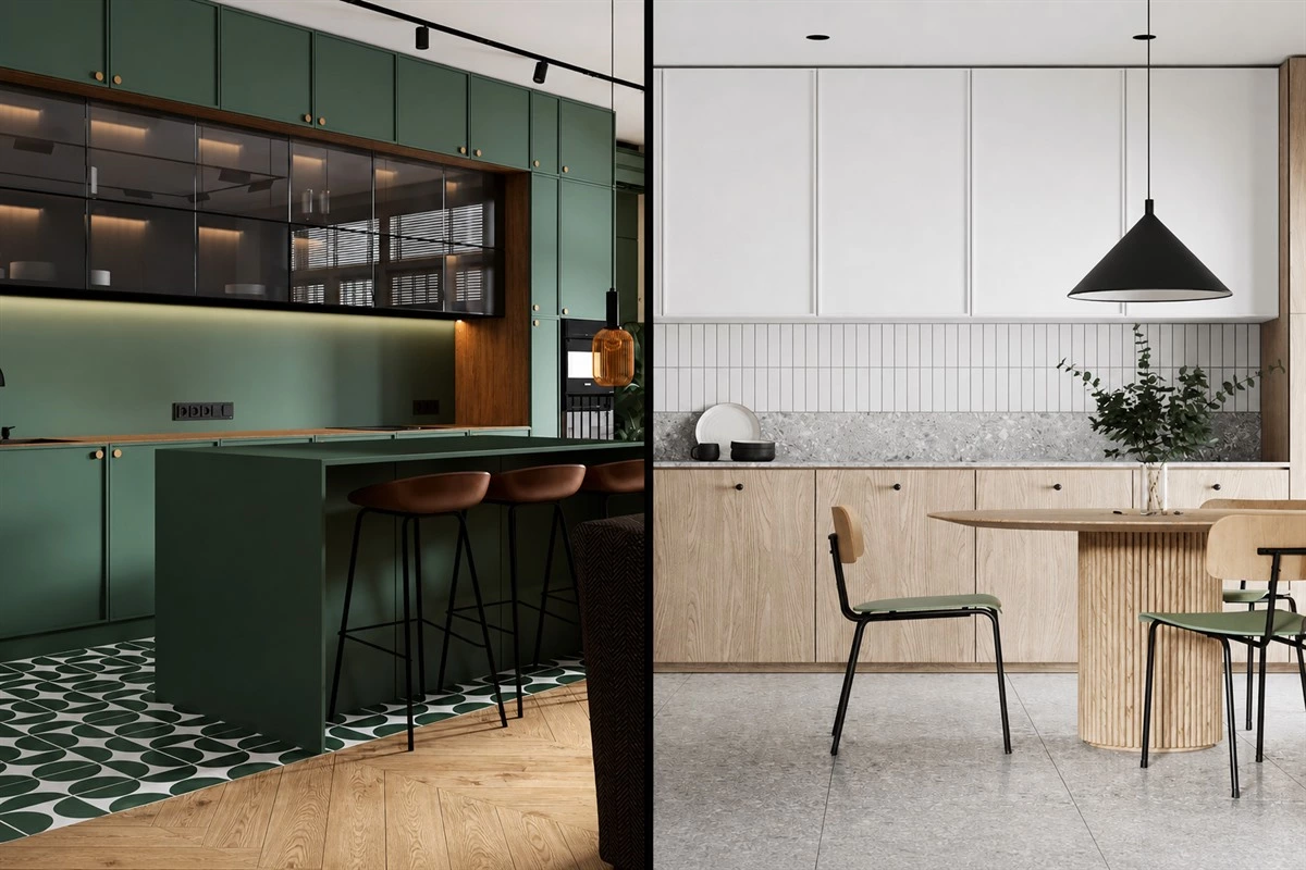 Slim Shaker kitchen cabinet door with narrow framed detailing