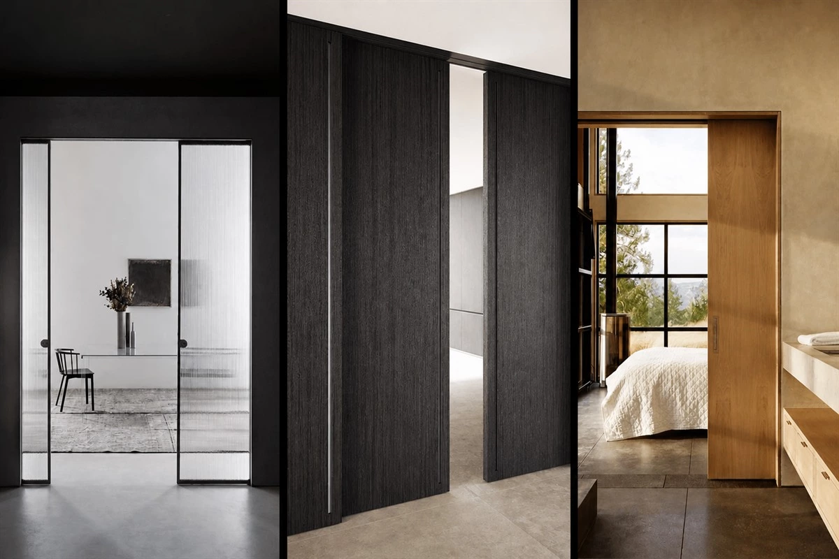 Double pocket doors used as a flexible room divider