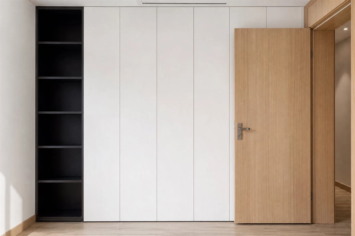 Invisible Storage Cabinet Design Flush handleless invisible storage cabinet in a modern home