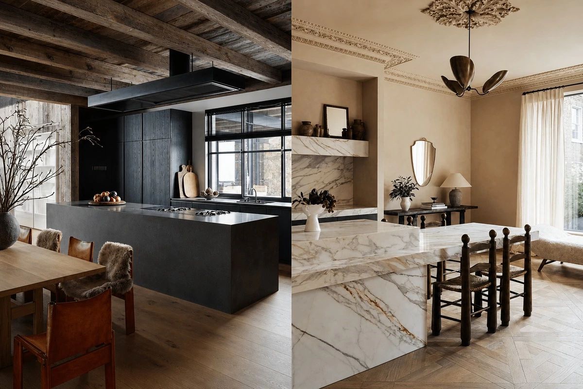Kitchen island seating with a modern breakfast bar