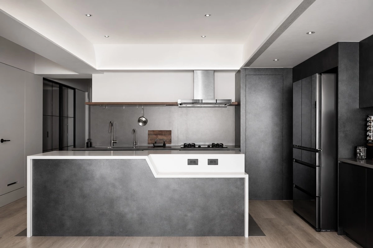 Kitchen island coffee bar with power outlet and seating