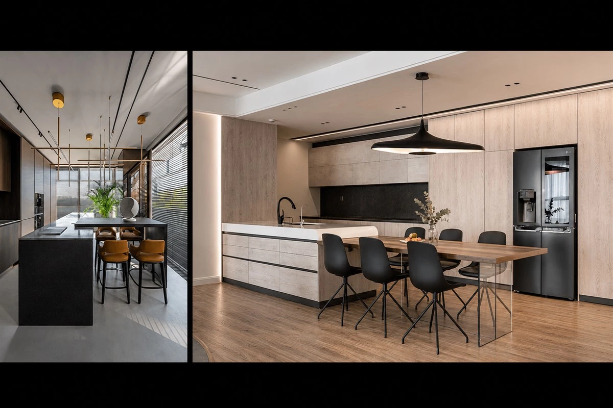 Kitchen island with social seating and gathering space