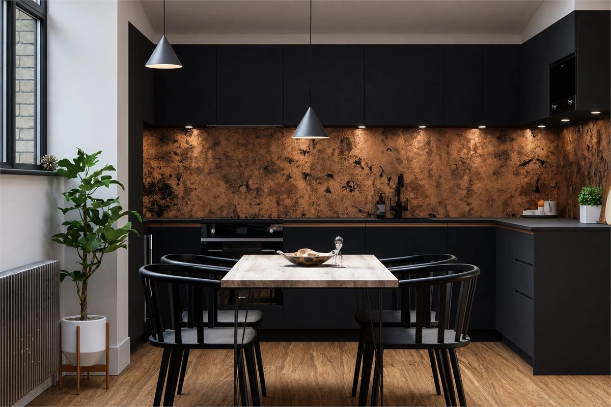 L-shaped kitchen cabinet layout with practical corner storage and workflow