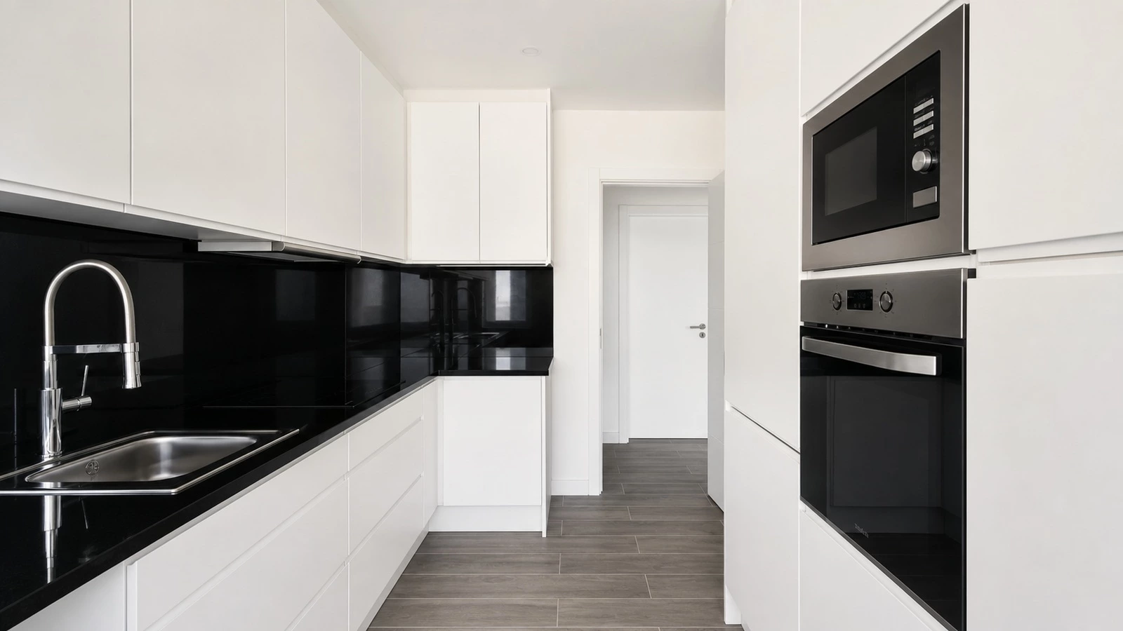 Kitchen drawer base organization in minimalist apartment cabinets