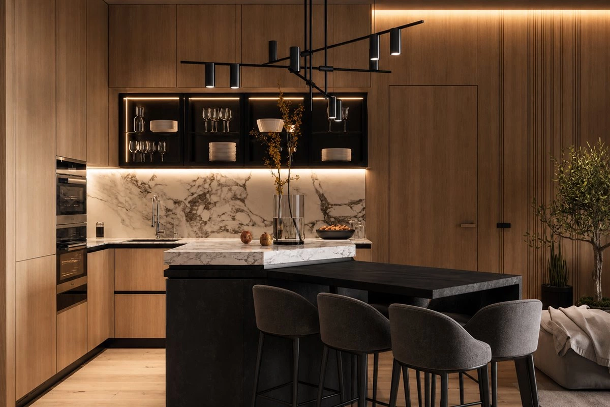 Open Kitchen Diner Island and Bar Counter Kitchen island and bar counter in an open kitchen diner design