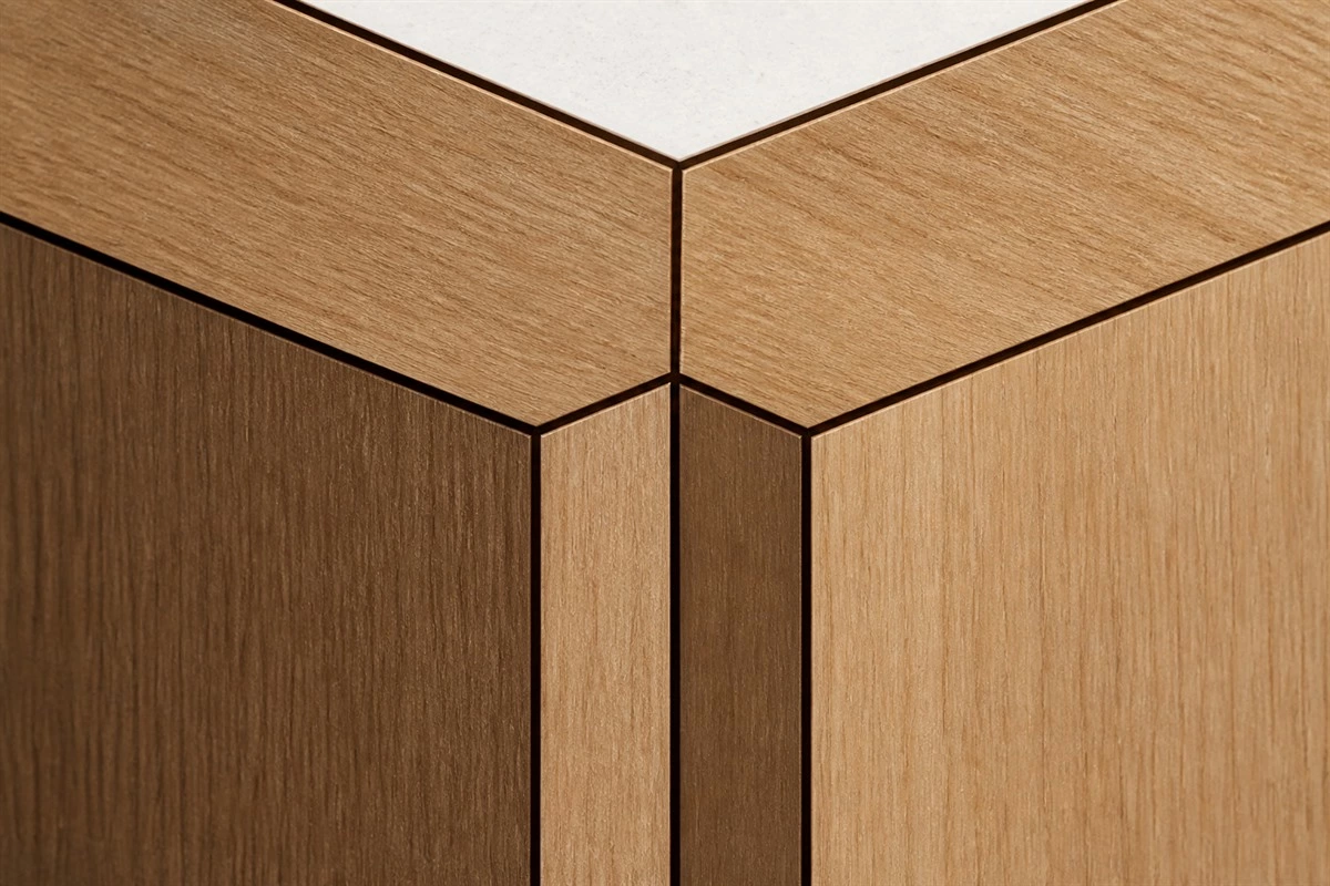 Rounded custom cabinet corner designed for a safer interior