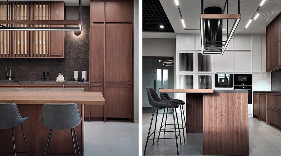 Walnut White Kitchen | Clean Lines and Warm Materials