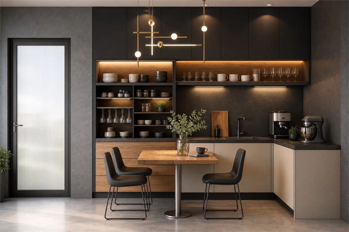 Custom kitchen storage with built-in spice rack and concealed organization