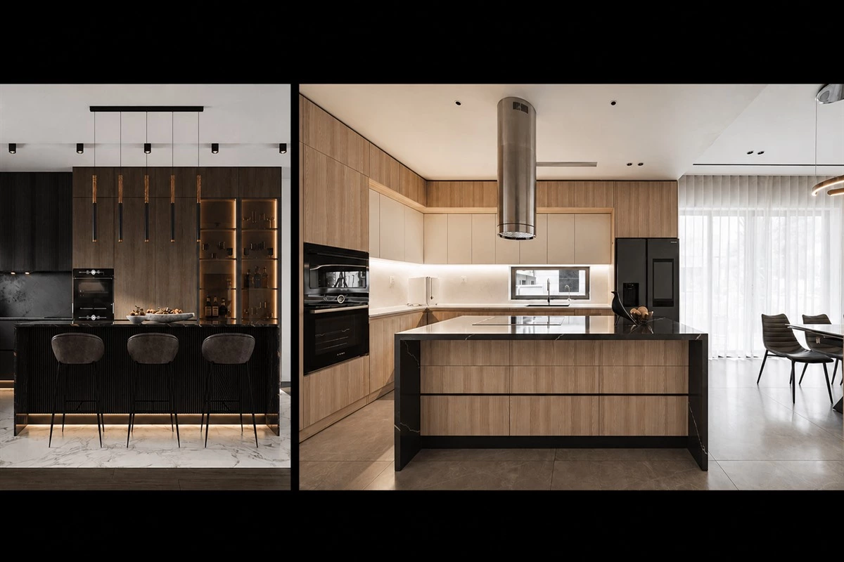 Freestanding kitchen island as a multifunctional kitchen hub