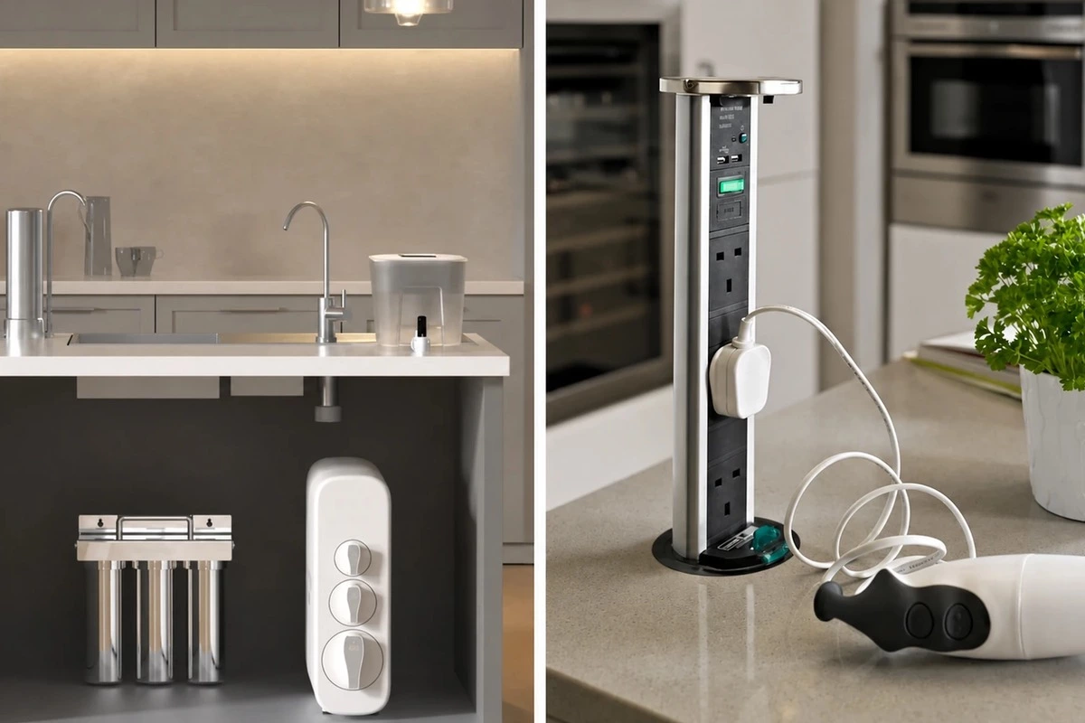 Kitchen island prep sink and water dispenser for efficient daily workflow