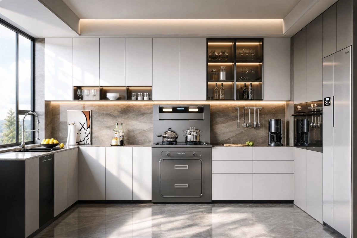Kitchen wall cabinet design for compact kitchen storage